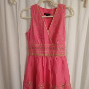 Coral Pink gold embroidered sleeveless dress